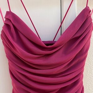 Klesis Elegant Magenta Pink Ruched Dress Small